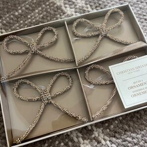(2) Boxes Christian Siriano New York Gold Bow Ornaments Set of 4